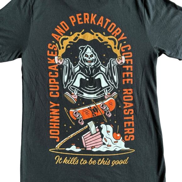 Johnny Cupcake & Perkatory Coffee Roasters Limited Edition Shirt- Size Small - Picture 4 of 9